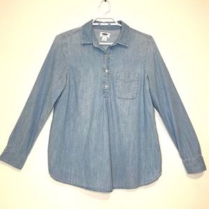 Denim Maternity Top Long Sleeve 100% Cotton Old Navy Size S